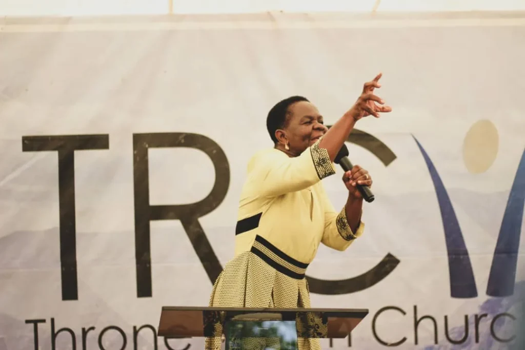 A message being shared from the Throne Room Church pulpit